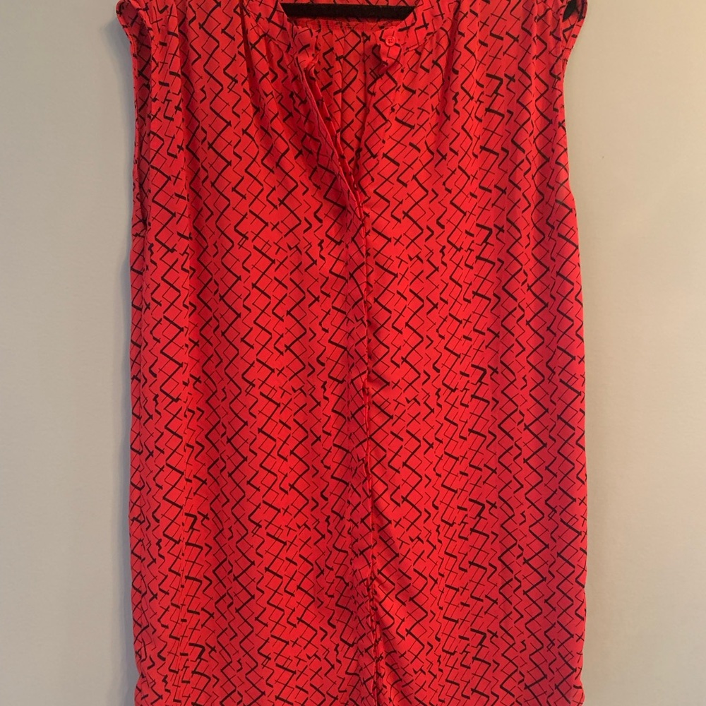 Red dress with black lines and buttons down the front - Picture 2 of 5